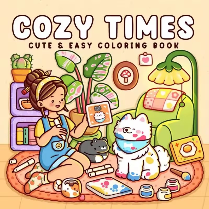 Adult Coloring Book Stress Relief - Cosy Time Leuk en gemakkelijk kleurboek
